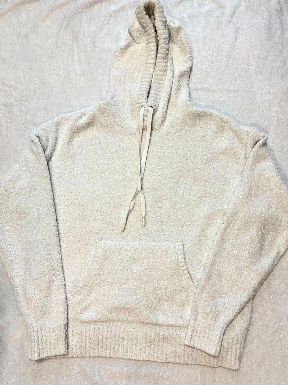 UGG Asala Plush Knit Fleece Hoodie Sweater Ivory Cream - Size XL